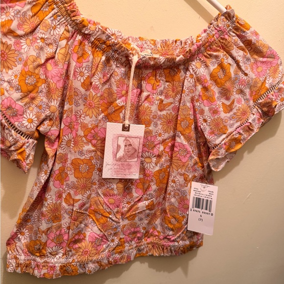 Jessica Simpson Floral Off-Shoulder Blouse - Pink and Orange - Picture 1 of 4